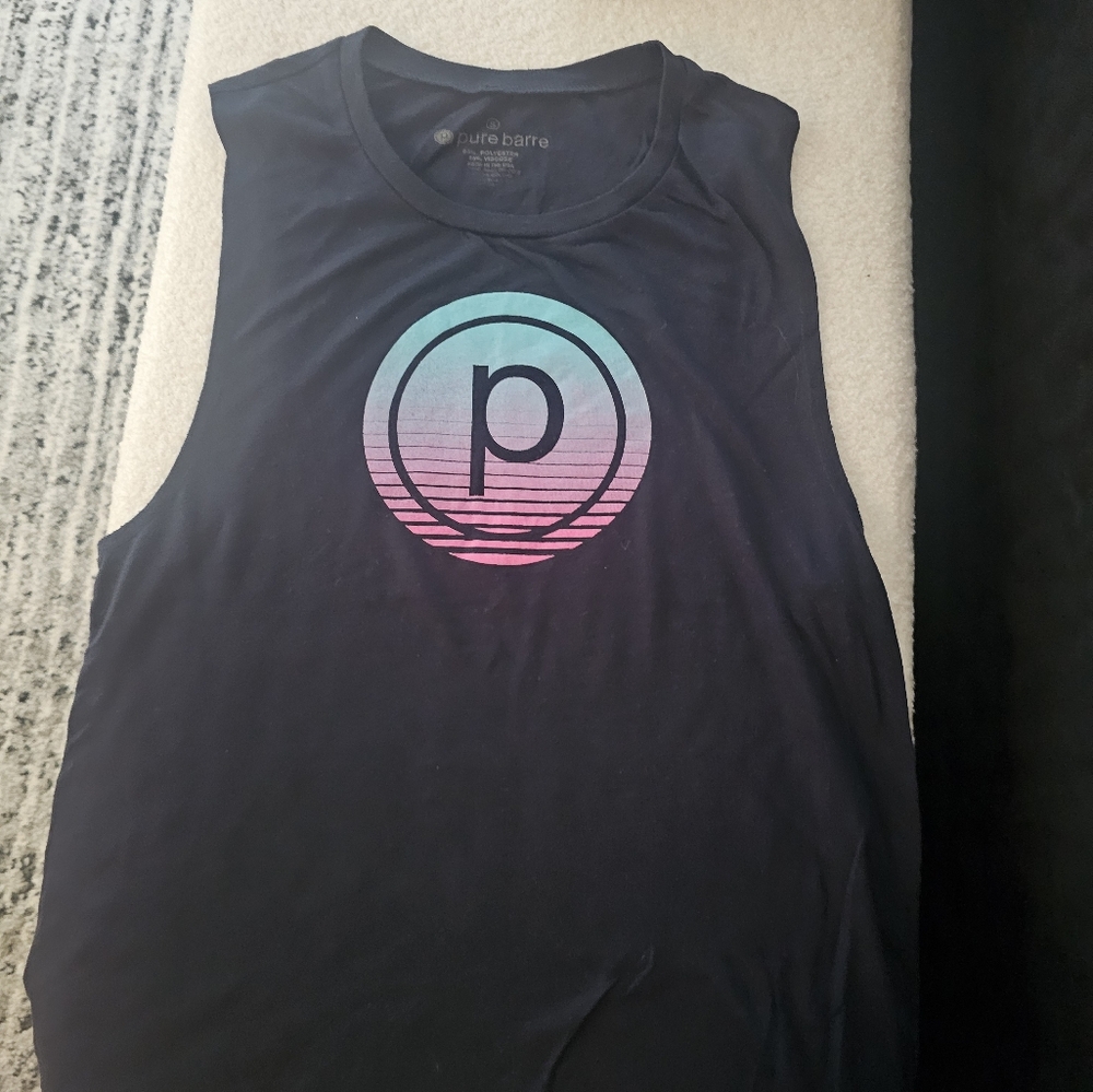 Navy Sleeveless Top with Gradient Logo